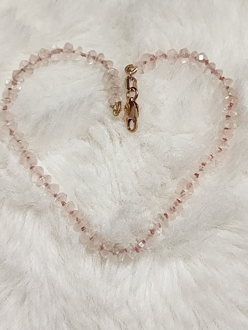 14kt Pink Quartz Size 7.25 Inch Bracelet